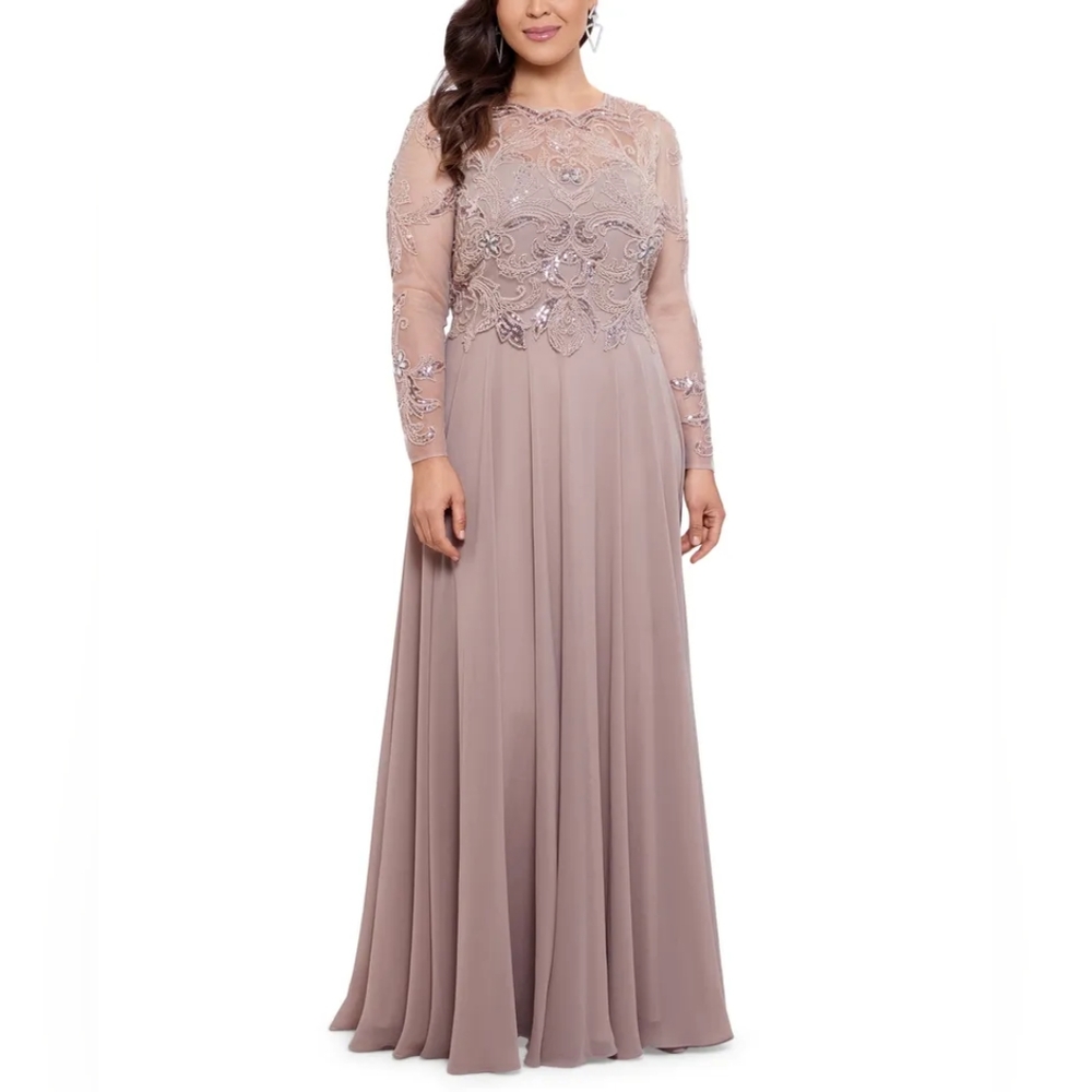 XSCAPE Plus Size Embellished Illusion Gown - 16W 1X